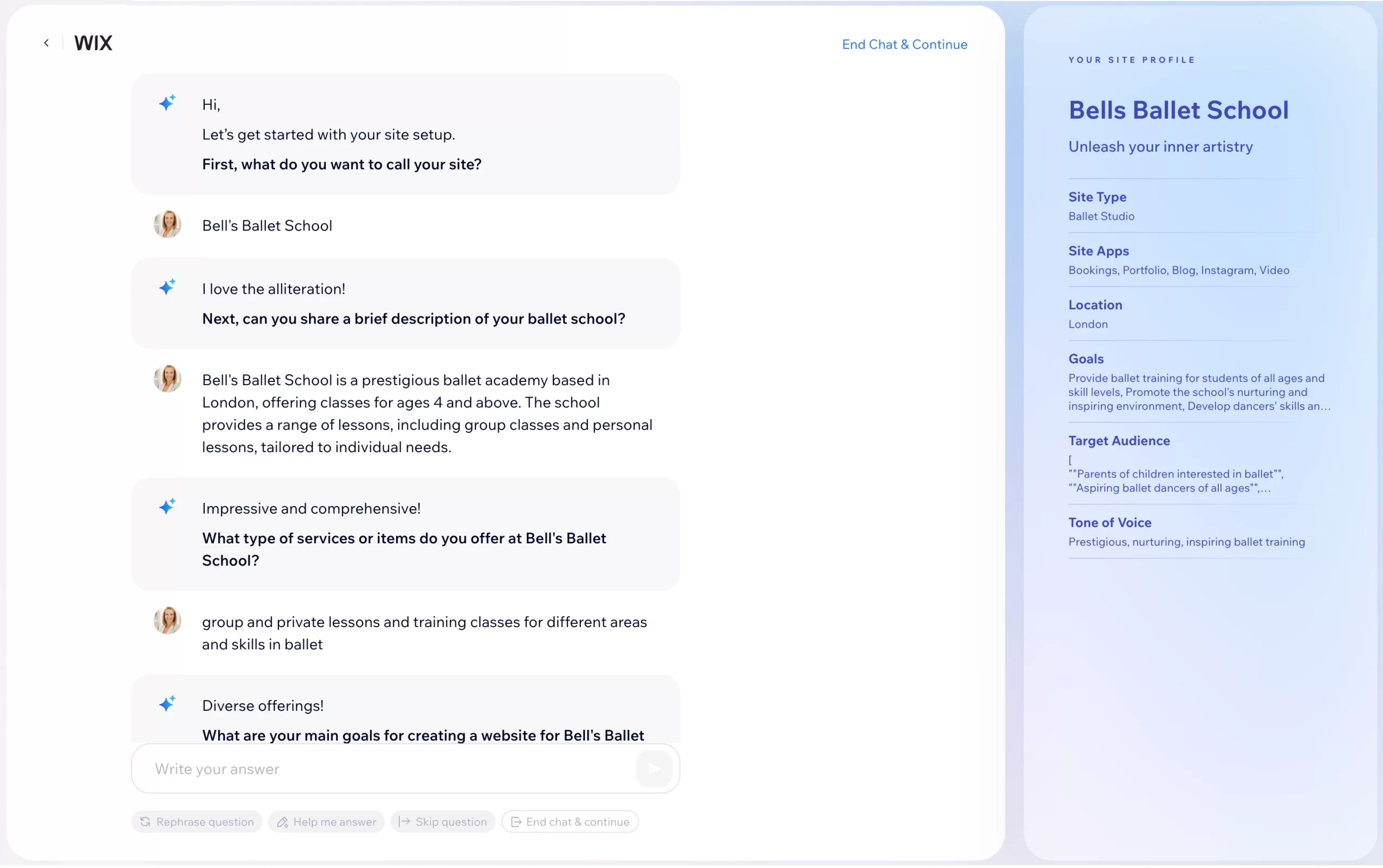 Set up your business with Wix AI