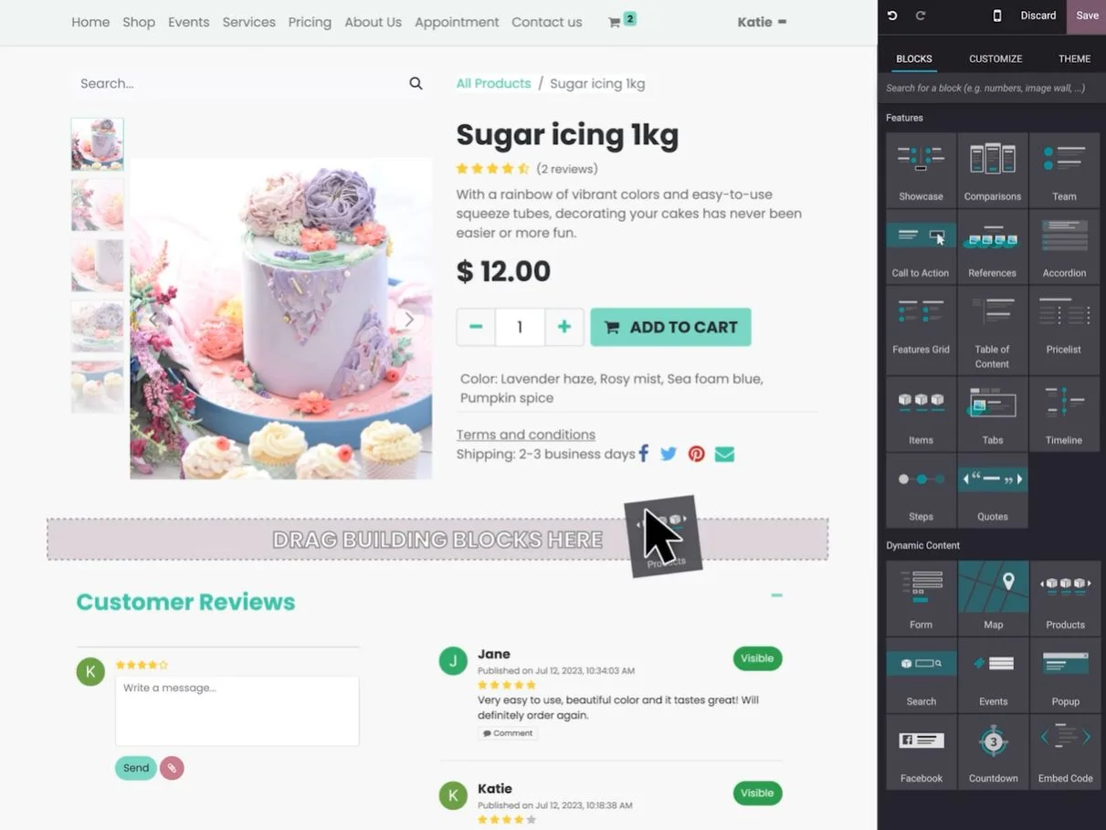 Odoo drag-and-drop website builder