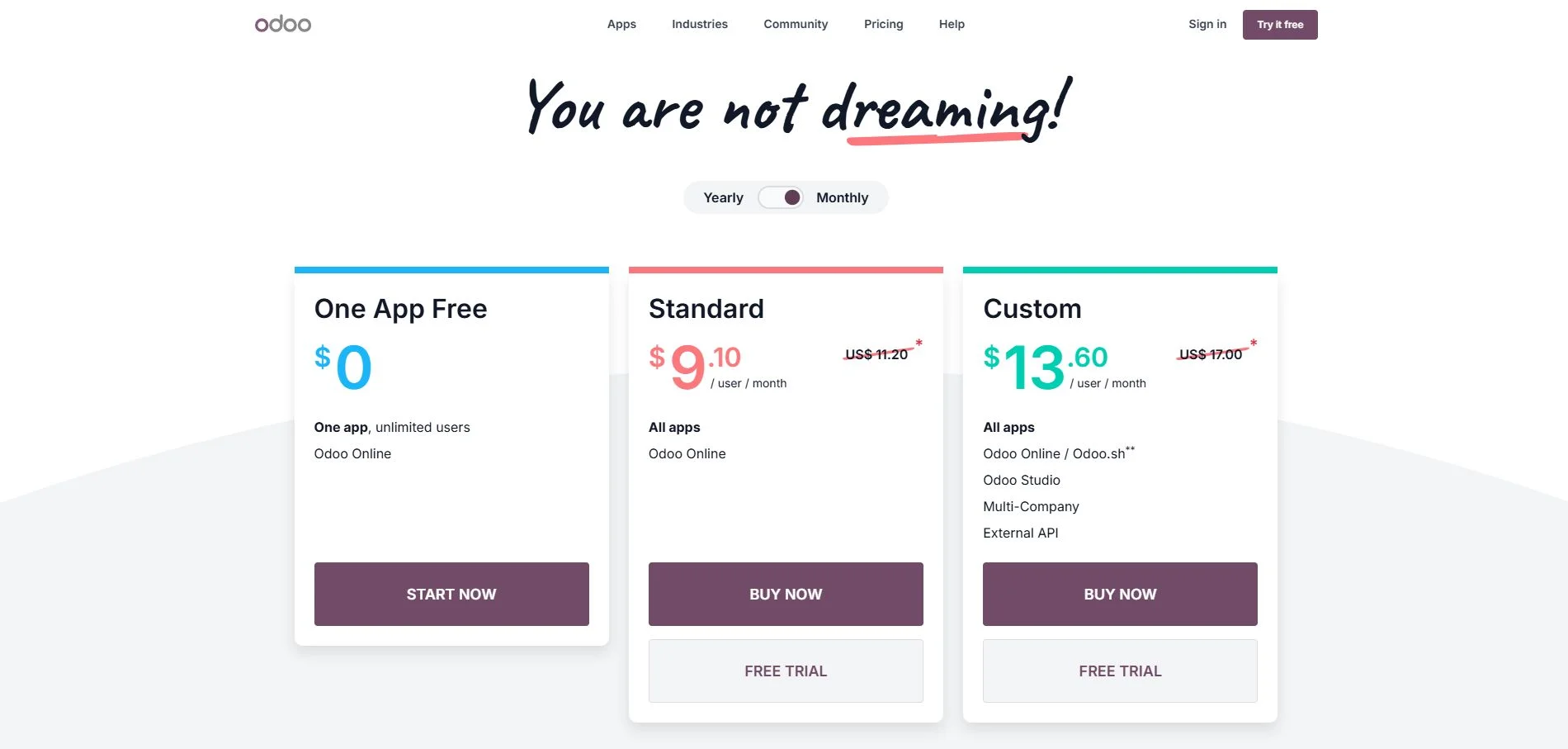 Odoo pricing