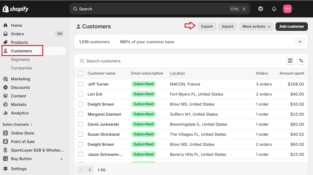 export-shopify-customer