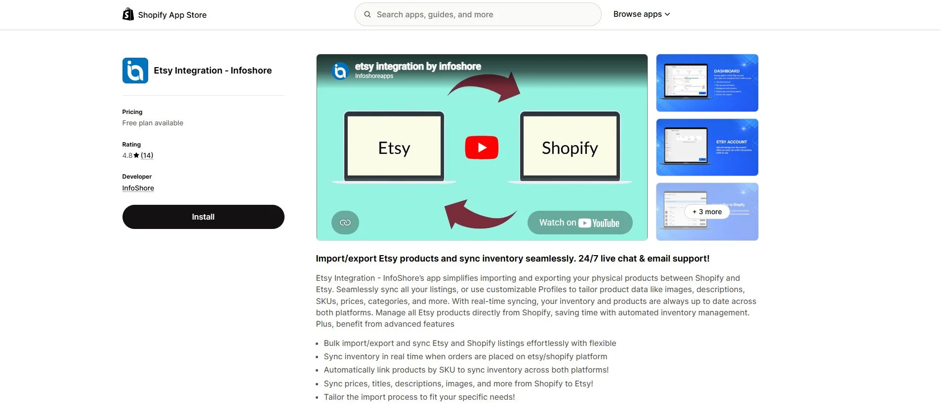 Etsy Integration by Infoshore Shopify App
