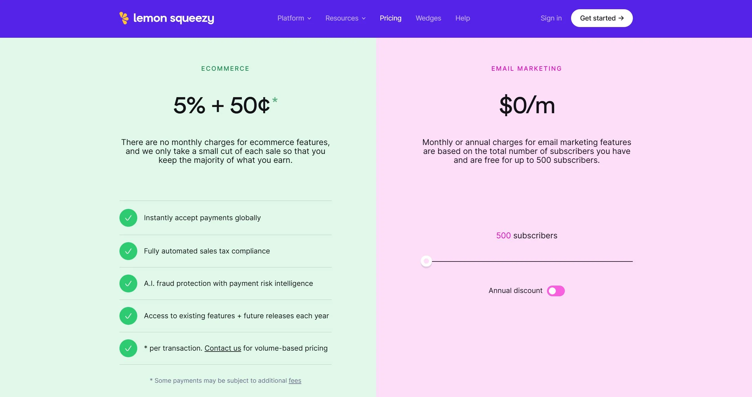 Lemon Squeezy pricing