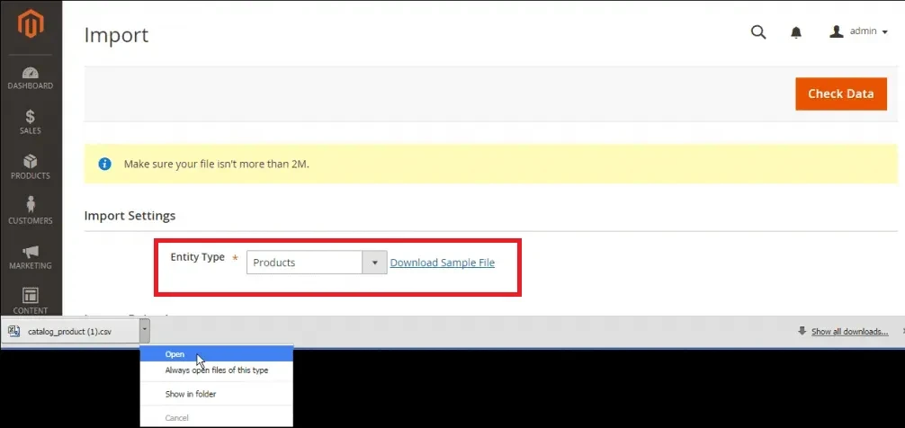 magento-sample-file-import