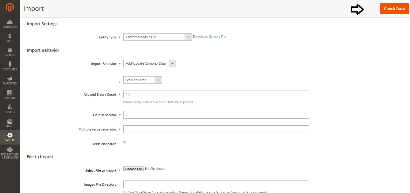 check-import-data-magento