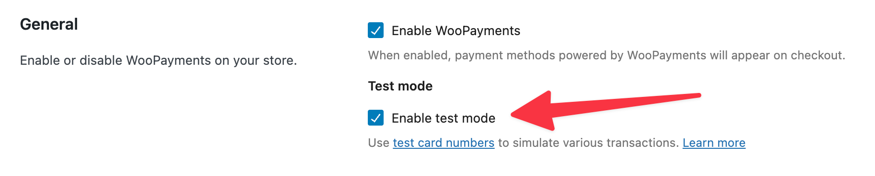 Enable WooCommerce test mode