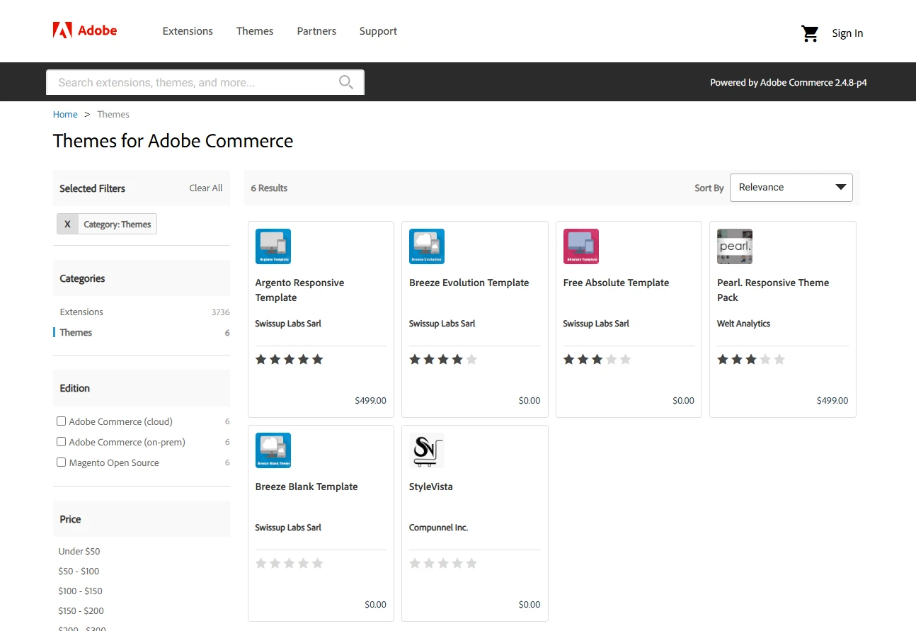 Magento themes store