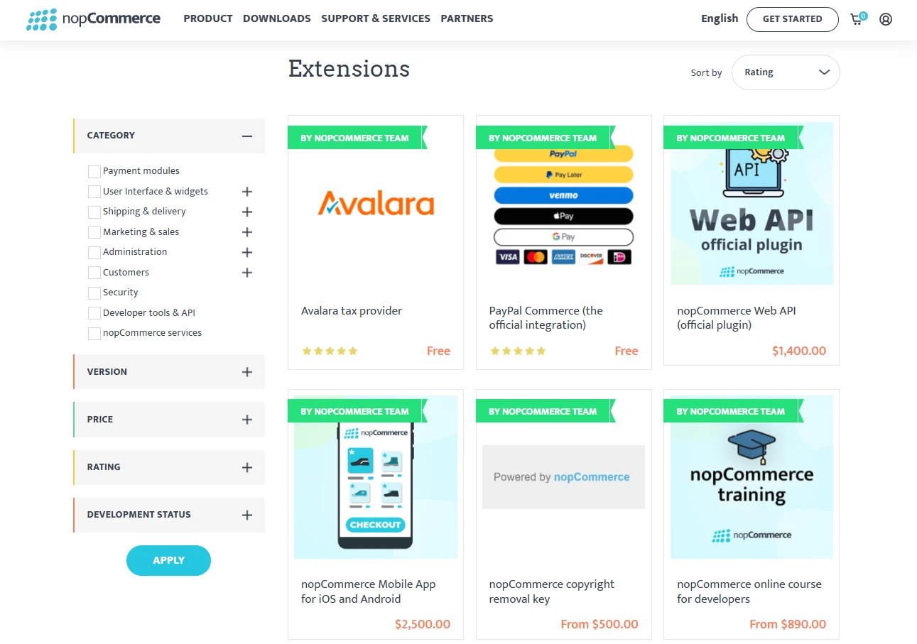 nopCommerce extensions store
