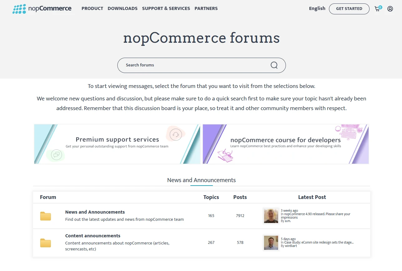nopCommerce forums