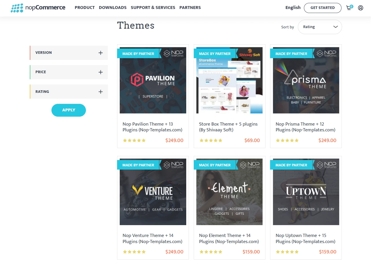 nopCommerce themes store