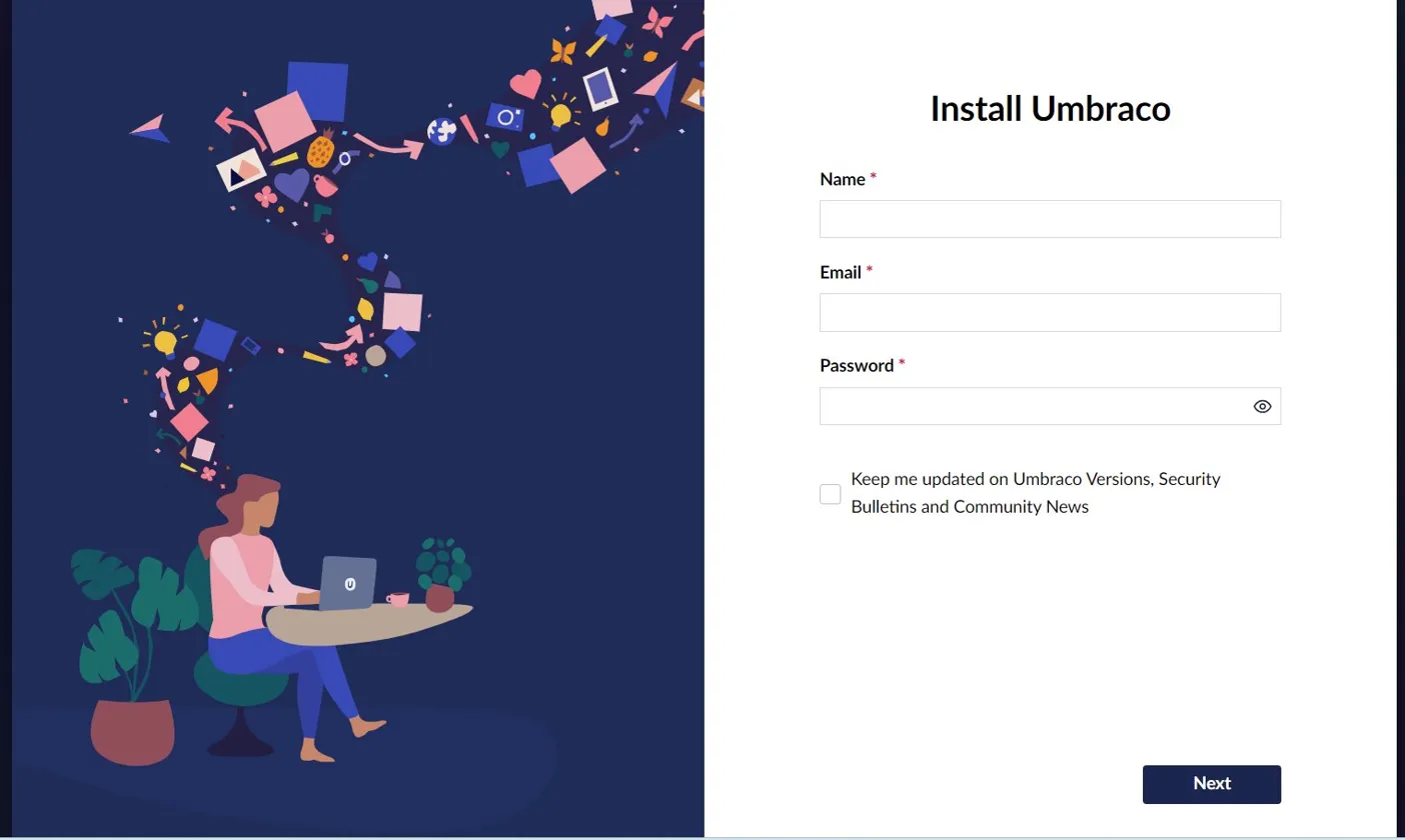 1 login and install umbraco