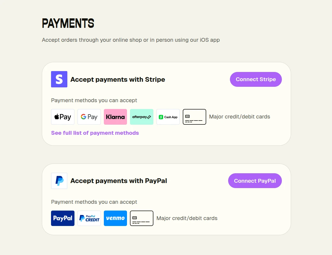Big Cartel payments