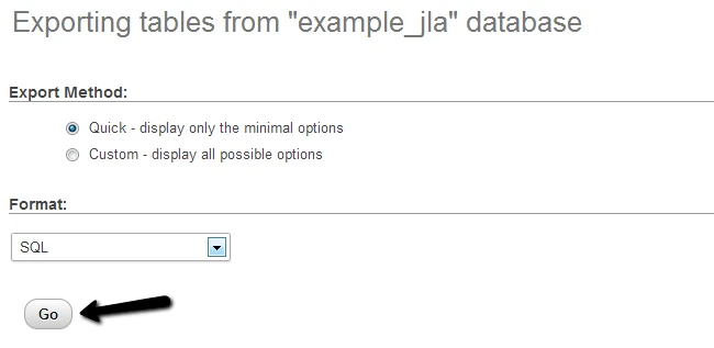 Step 3: Export database to SQL