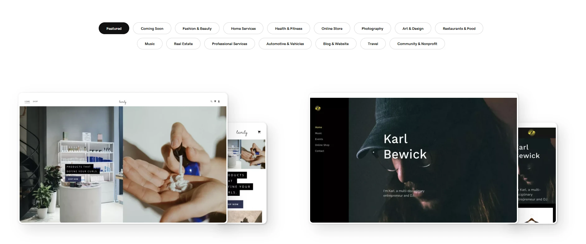 GoDaddy templates store