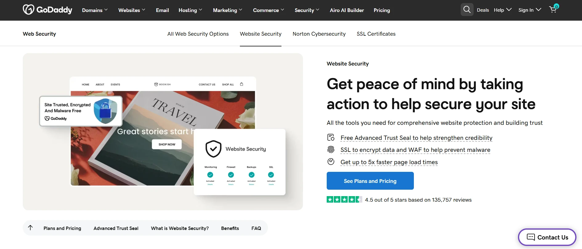 GoDaddy website security service