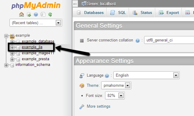Step 2: Select database
