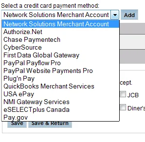 Sitebuilder payment method