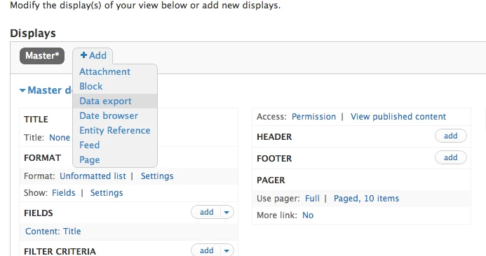 Add new Drupal export data