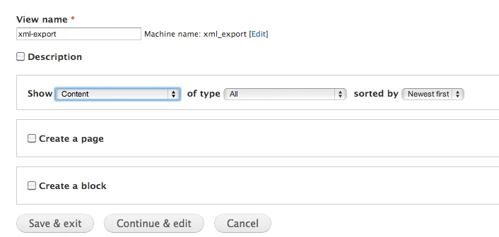 Create new View page