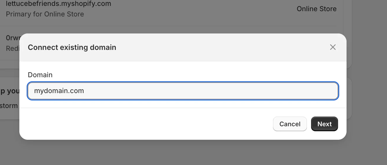 Connect existing domain