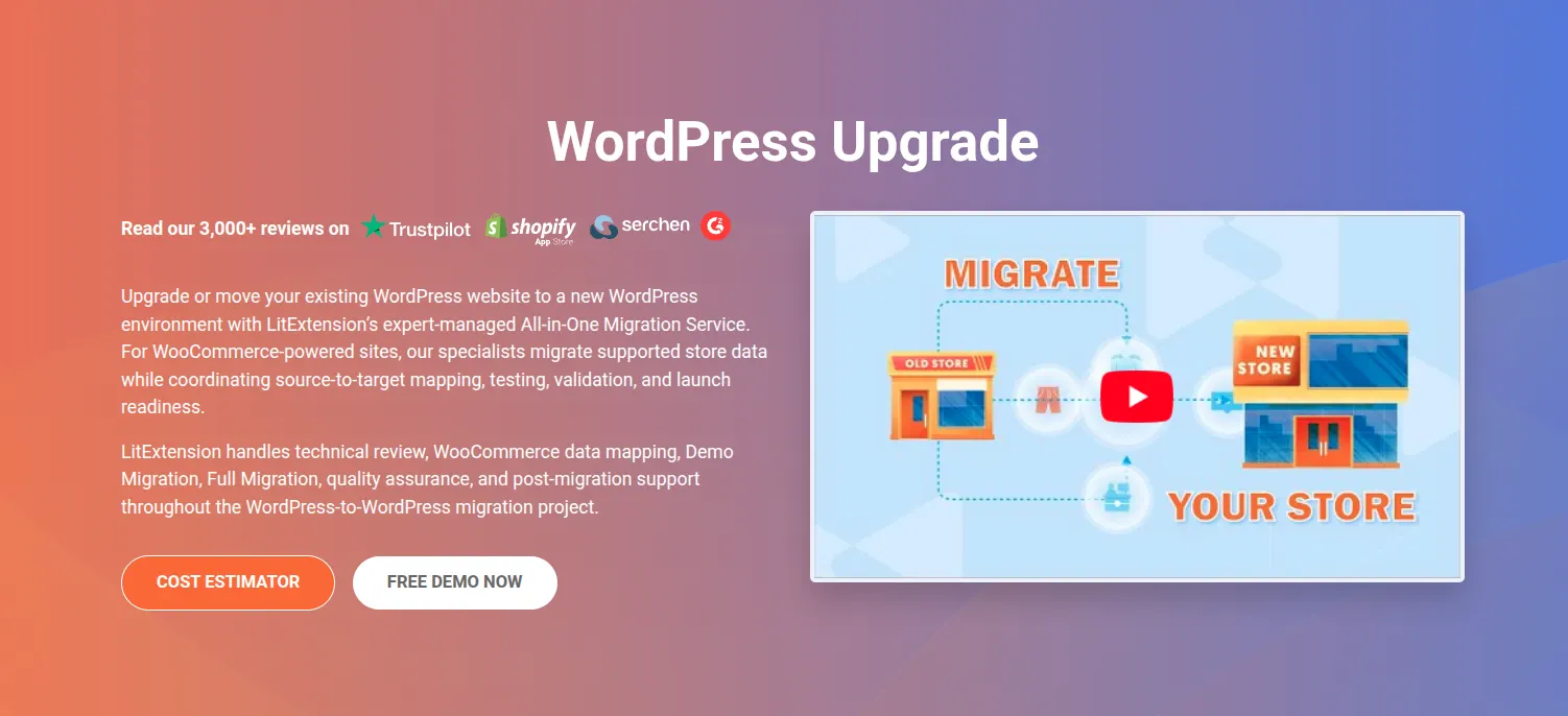WordPress upgrade with LitExtension