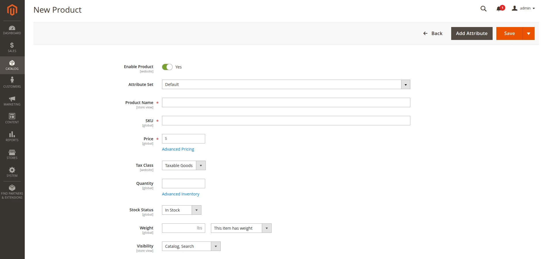 Add new product on Magento