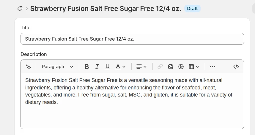 Step 2: Write product details