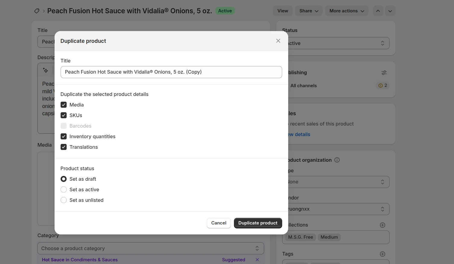 Duplicate Shopify products