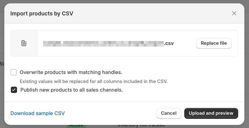 Import products to Shopify with CSV file