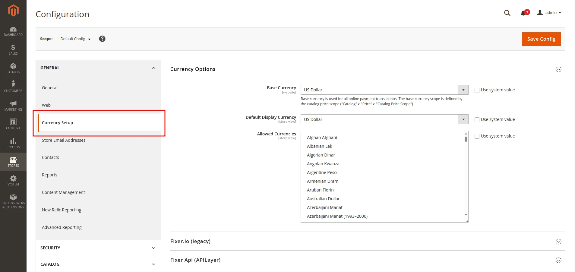 Magento currency setup