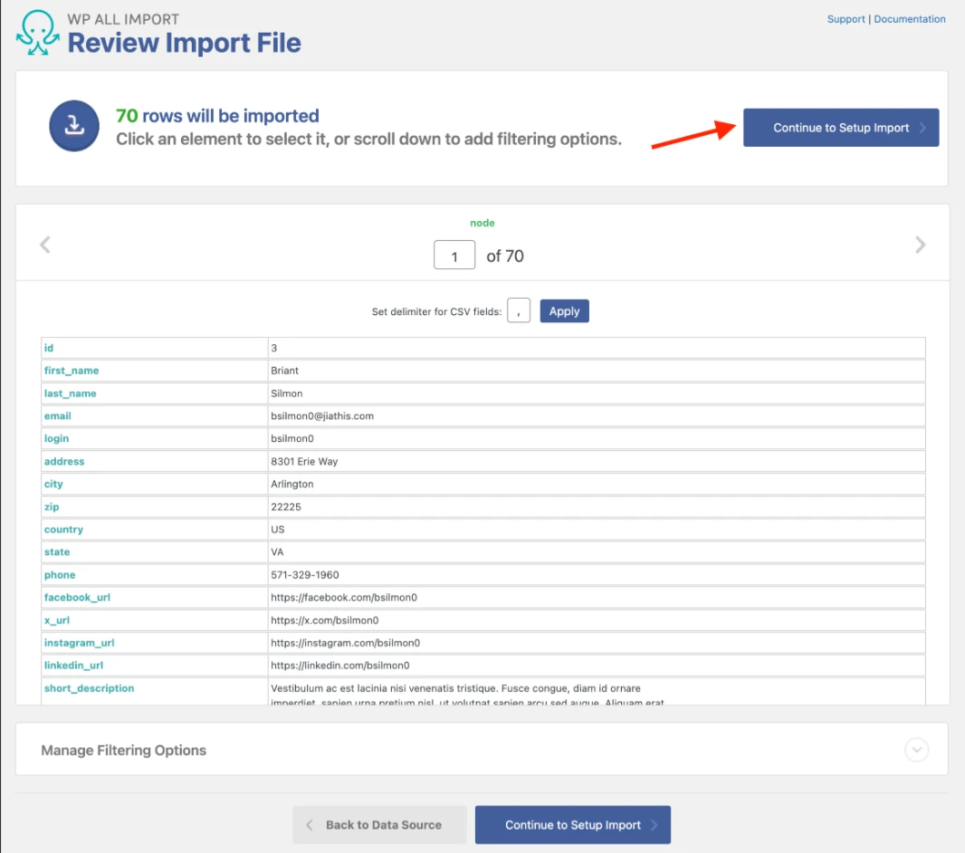 review the WooCommerce CSV import file