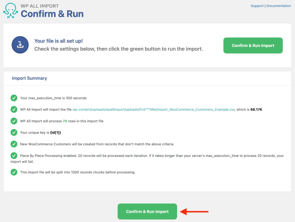 Configure settings and run the WooCommerce CSV Import