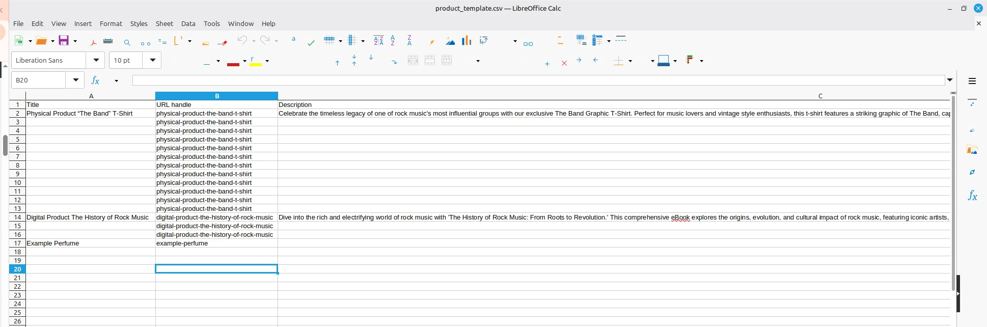 Shopify product import CSV template