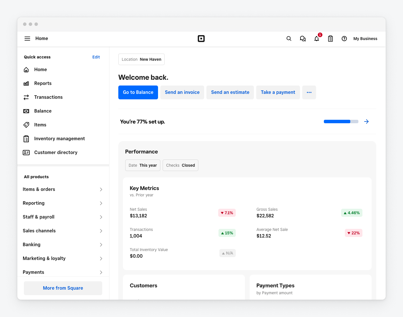 Square dashboard