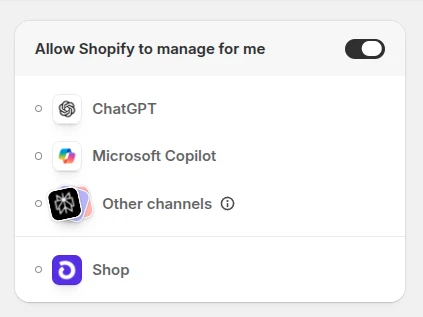 Connect AI channels to your Shopify store