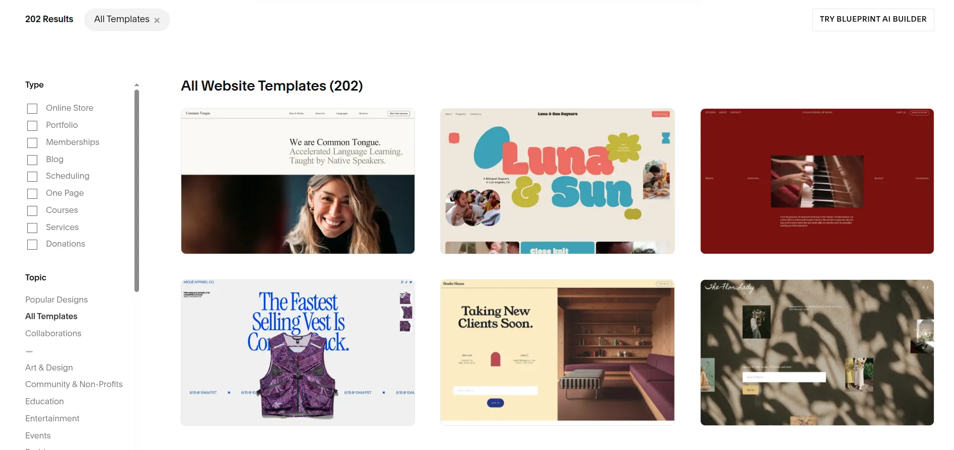 Squarespace templates store