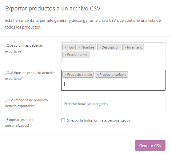 3 passo 3 tipos de producto