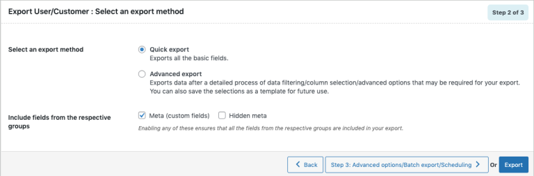 3 select export methods