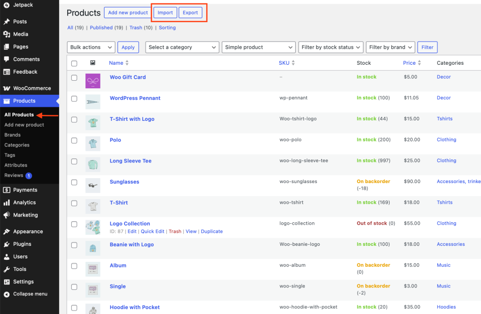 1 all products woocommerce