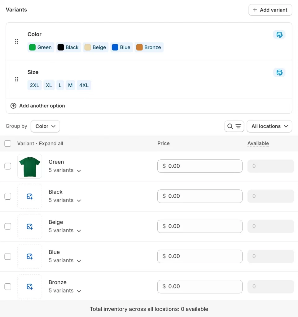11 add shopify product variants