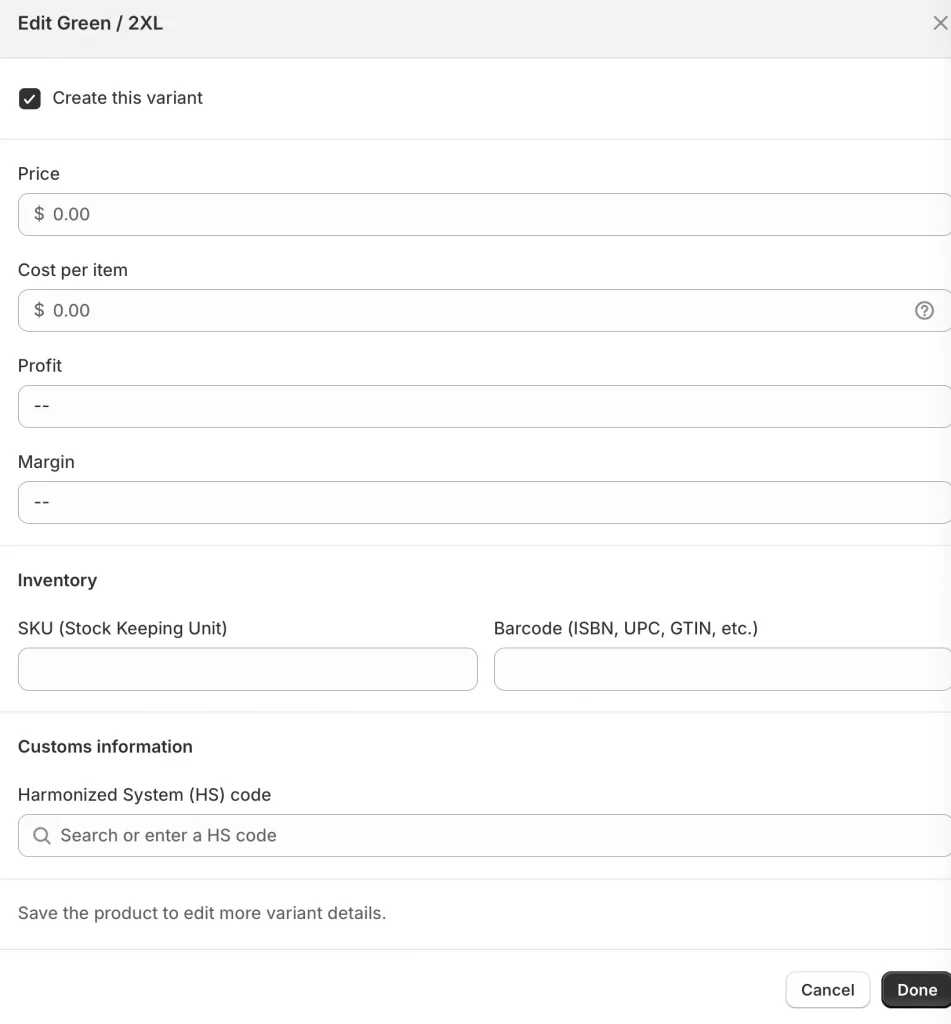 12 edit 1 product variant