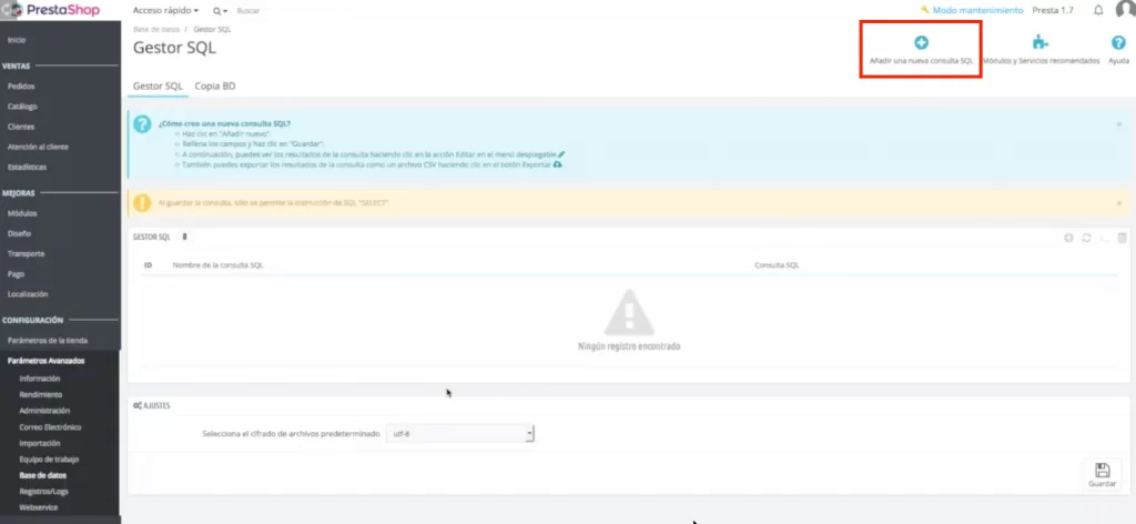 2 añadir una nueva consulta sql