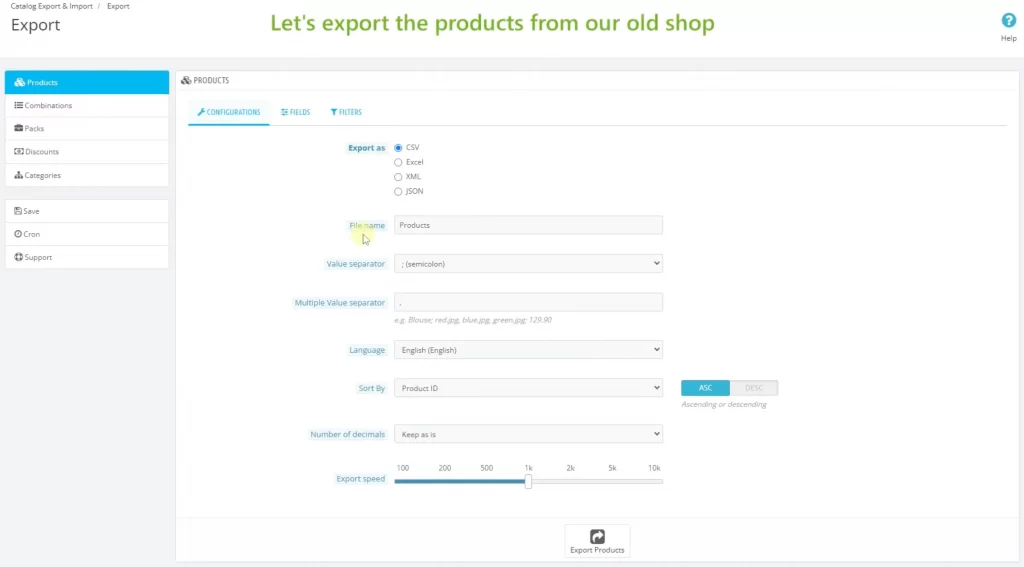 2 select export type