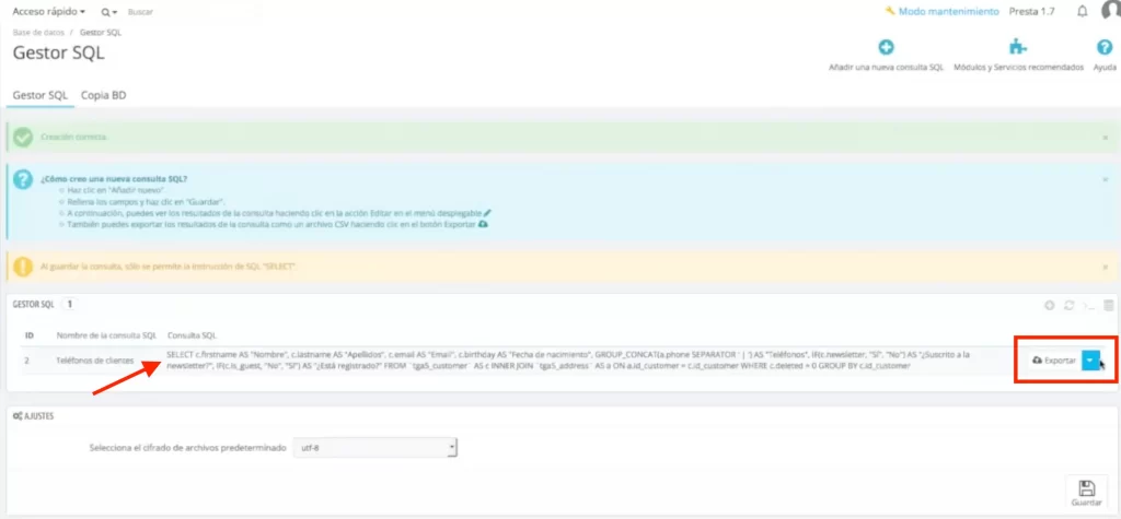 4 exportar clientes prestashop sql