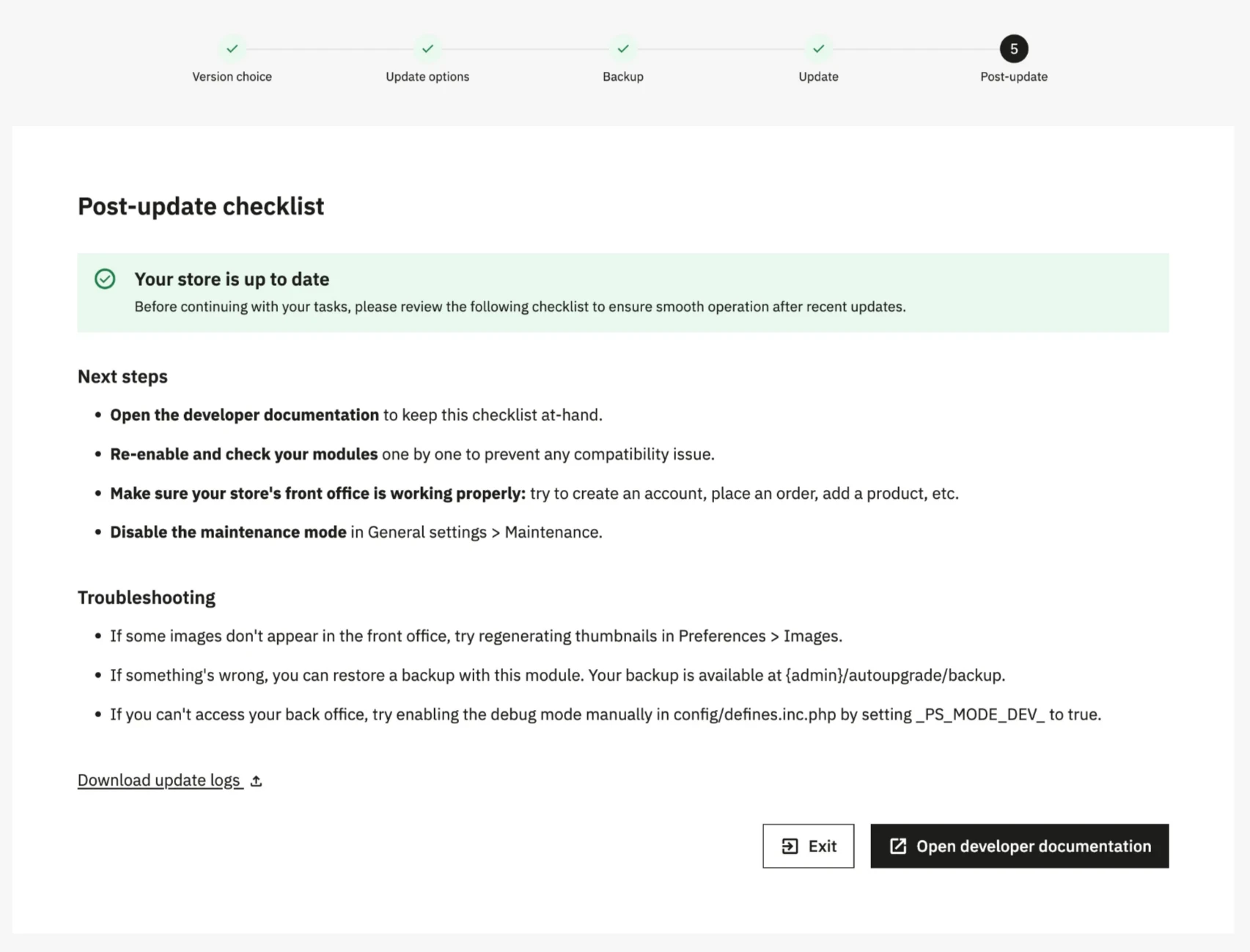 8 update-assistant-post-update-page