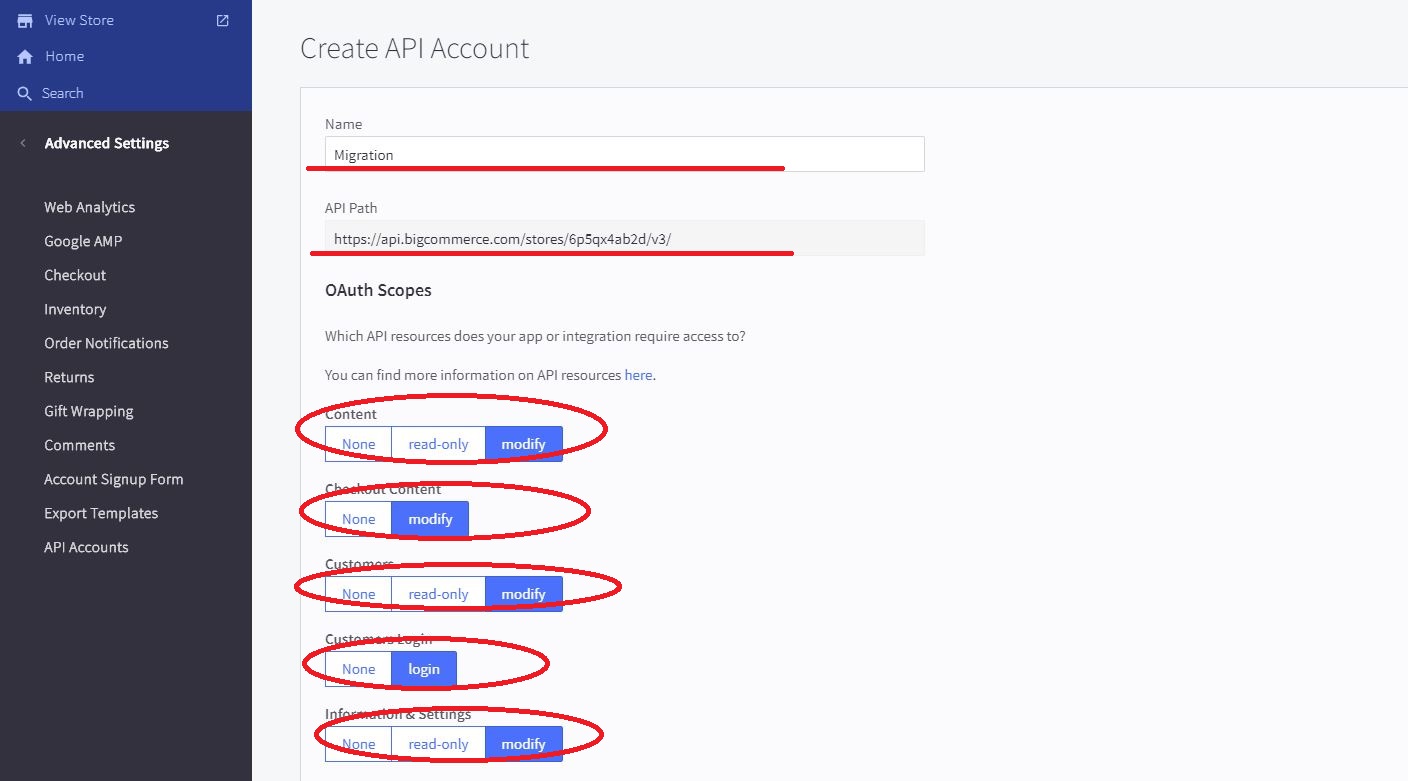 get api path and token in BigCommerce