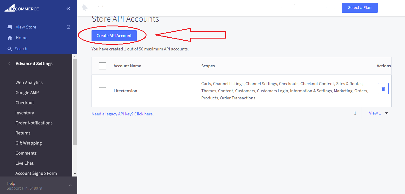 get api path and token in BigCommerce