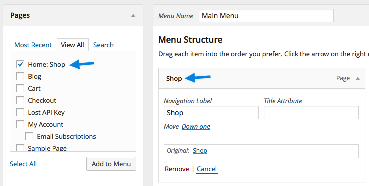 Menu Structure 