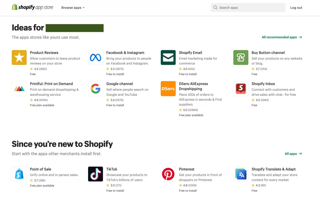 Loja de aplicativos Shopify