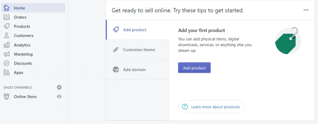 Painel do Shopify