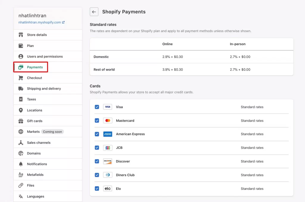 Análise do Shopify Payments